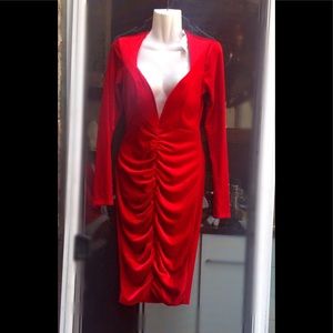 New Sz S red stretch velvet